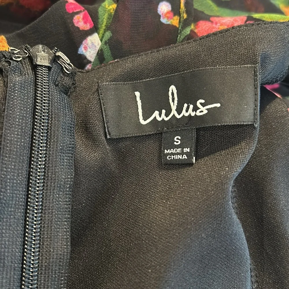 Lulus Blooming Love Black Floral Print Ruffled Jumpsuit Size Small S Current - Picture 14 of 14